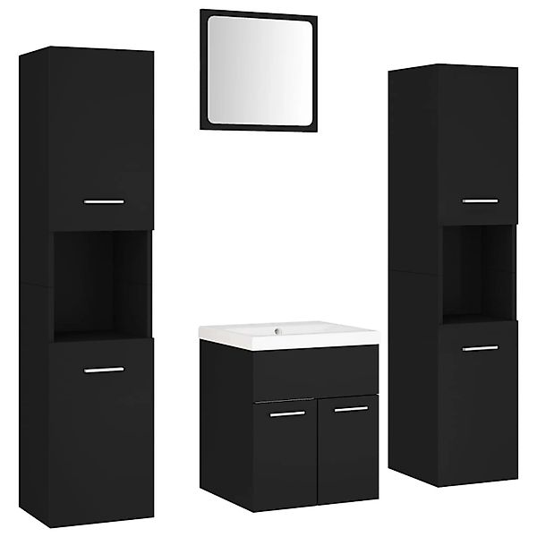 vidaXL Badmöbel-Set Schwarz Holzwerkstoff 3071217 günstig online kaufen