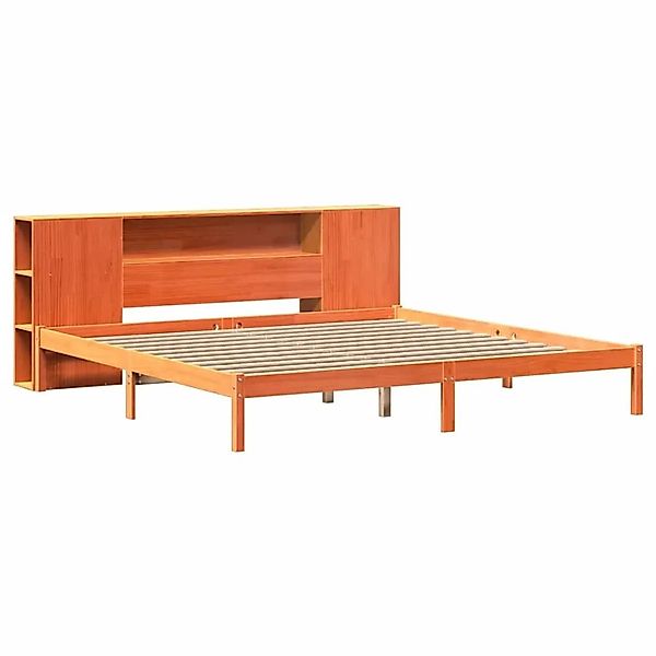 vidaXL Massivholzbett mit Regal ohne Matratze Wachsbraun 200x200 cm 3321558 günstig online kaufen