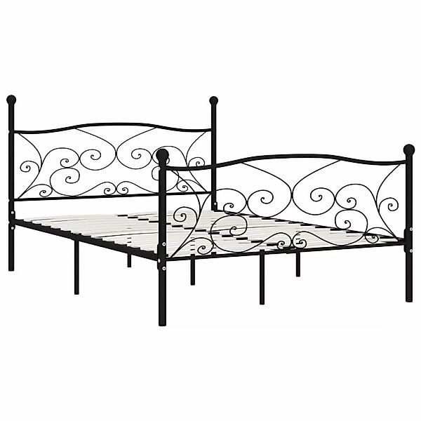 Bettgestell Mit Lattenrost Schwarz Metall 200 × 200 Cm günstig online kaufen