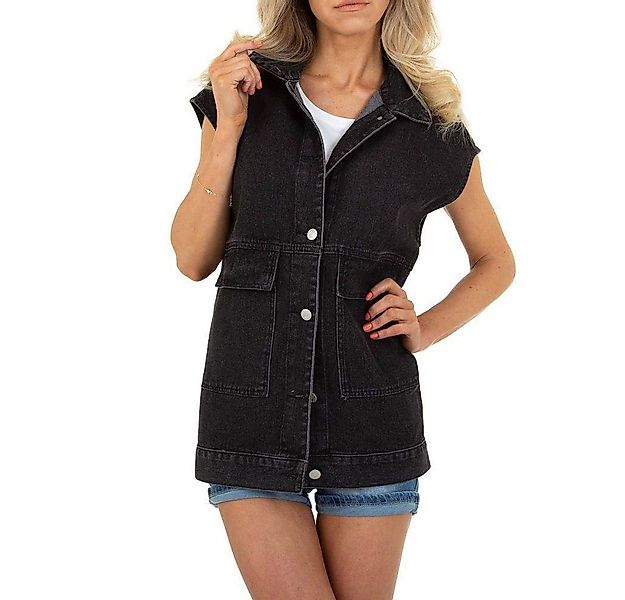 Ital-Design Jeansjacke Damen Freizeit Wickel Jeansstoff Jeansjacke in Schwa günstig online kaufen