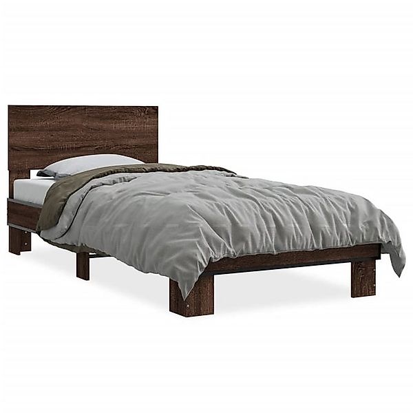 vidaXL Bettgestell, Bettrahmen Braun Eichen-Optik 90x190 cm Holzwerkstoff M günstig online kaufen