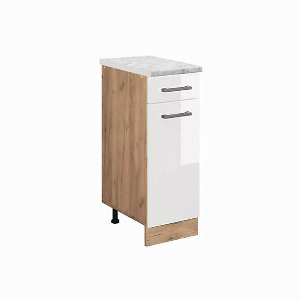 Vicco Unterschrank R-Line, Weiß Hochglanz/Goldkraft Eiche, 30 cm AP Marmor günstig online kaufen