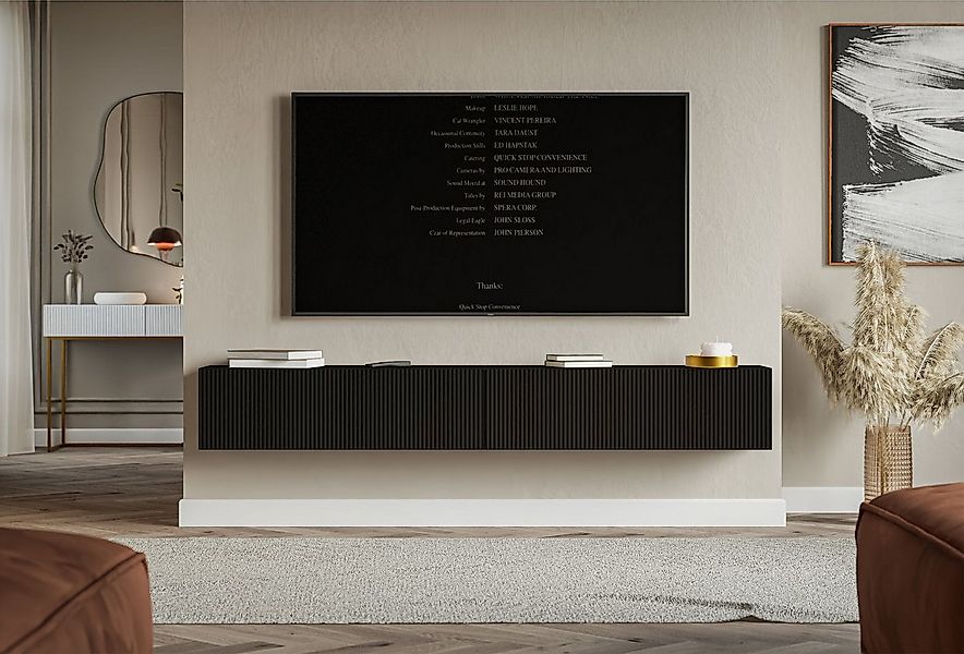 Selsey TV-Schrank VELDIO TV-Lowboard hängend 100/200/300 cm, geriffelte Fro günstig online kaufen