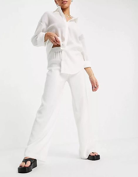 NA-KD – Locker geschnittene Hose in gebrochenem Weiß, Kombiteil günstig online kaufen