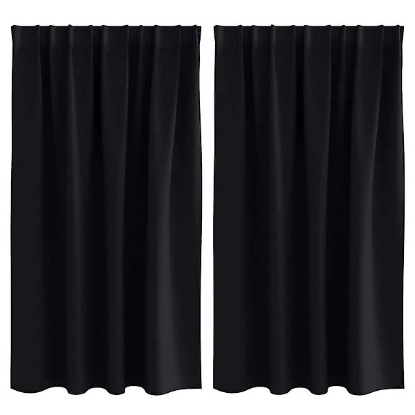 vidaXL Verdunkelungs-Vorhänge mit Ringen Schwarz Polyester 4107428 günstig online kaufen