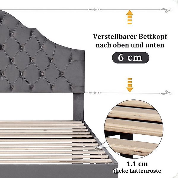 STILVORA Polsterbett 90×200 Jugendbett Kinderbett mit verstellbares Kopftei günstig online kaufen