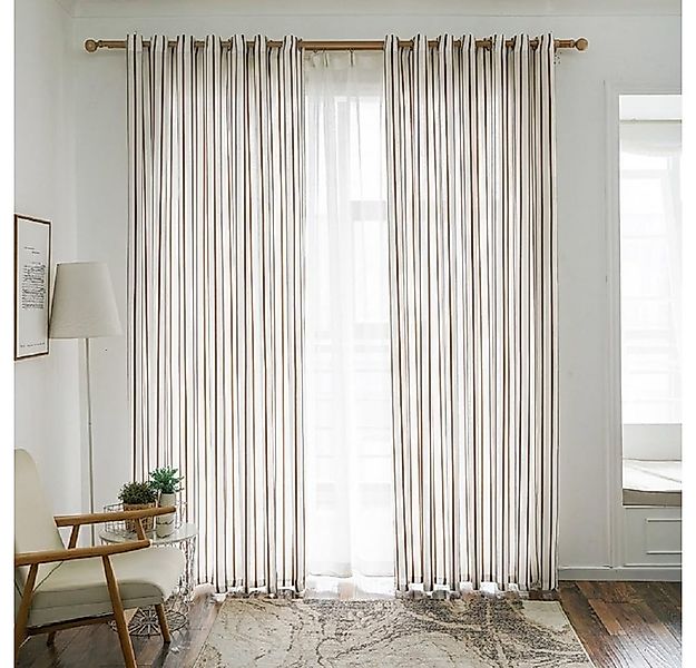 BYSURE Gardine (1 St), Ösen, halbtransparent, Gestreifte Vorhänge Landhauss günstig online kaufen