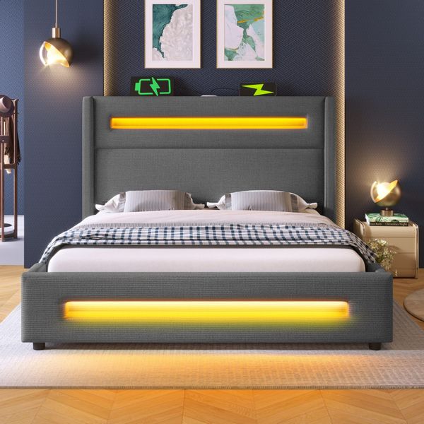 HAUSS SPOLE Polsterbett 140x200cm mit LED, günstig online kaufen