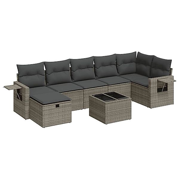 vidaXL 8-Tlg Garten-Sofagarnitur mit Kissen Grau Poly Rattan 3325516 günstig online kaufen