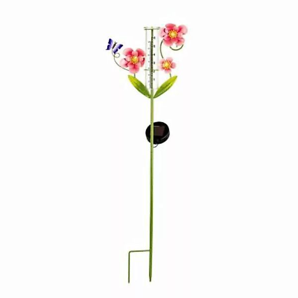 MARELIDA LED Solar Gartenstecker Blume Regenmesser H: 81cm grün günstig online kaufen