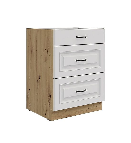 Küchen-Preisbombe Auszugsunterschrank 60 cm Küche Stilo Weiß Eiche Artisan günstig online kaufen