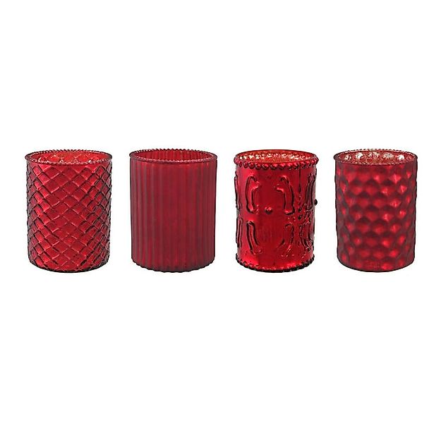 Gasper Windlicht Glas-Teelicht 10cm. 4 Stück. Teelichtglas teilw. verspiege günstig online kaufen
