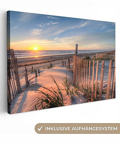 OneMillionCanvasses® Leinwandbild Strand - Meer - Düne - Sonnenuntergang - günstig online kaufen