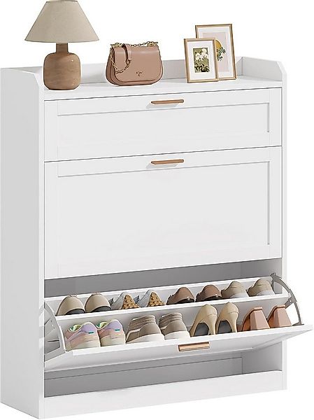 MSMASK Schuhschrank mit 2 Klappen, 24 x 80 x 104 cm Weiß günstig online kaufen