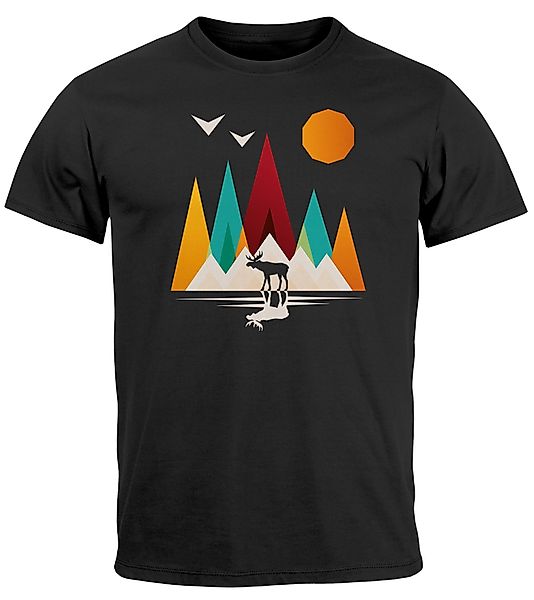 Neverless Print-Shirt Herren T-Shirt Berge Elch günstig online kaufen