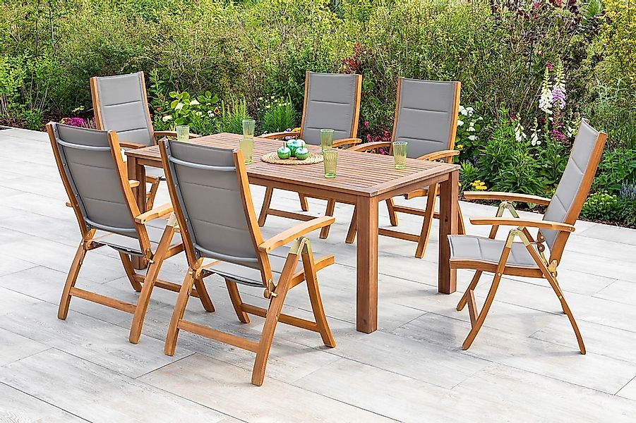 MERXX Garten-Essgruppe "Acapulco" 7 Stk. tlg. 6 Klappsessel mit Tisch günstig online kaufen