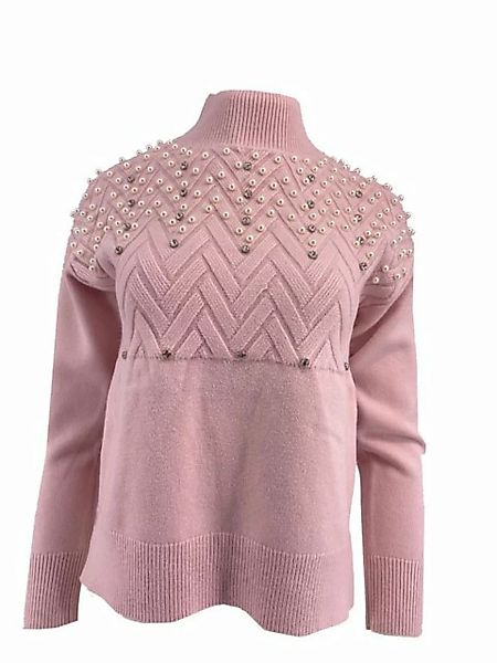 Passioni Strickpullover Pullover im Vokuhila-Stil mit Schmuck-Applikationen günstig online kaufen