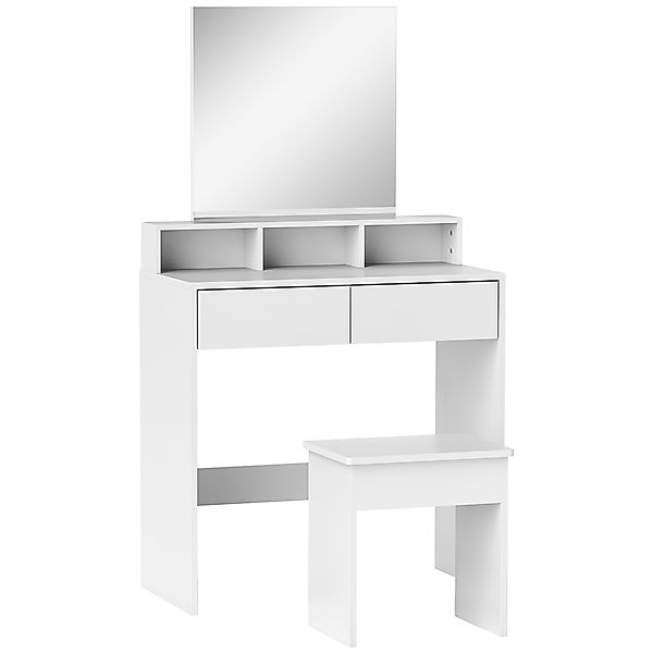 HOMCOM Schminktisch mit Hocker und Spiegel, 3 Regale, 2 Schubladen, Moderne günstig online kaufen