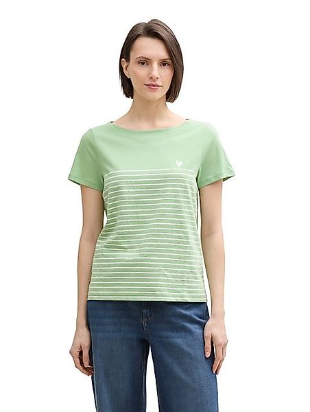 TOM TAILOR T-Shirt mit Print und Streifen Muster günstig online kaufen