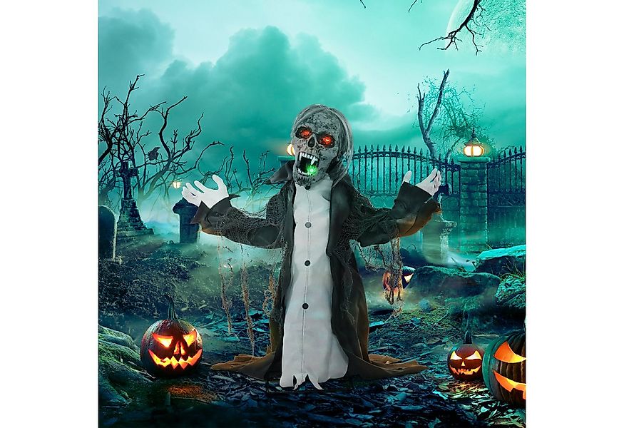 HOMCOM Dekofigur 75cm Halloween Skelett mit Rot Leuchtende Augen, Heul-Gerä günstig online kaufen
