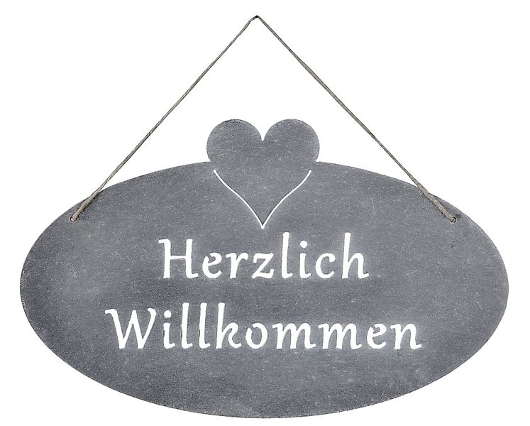 Levandeo® Metallbild, Schild Willkommen Herz 40x25cm günstig online kaufen
