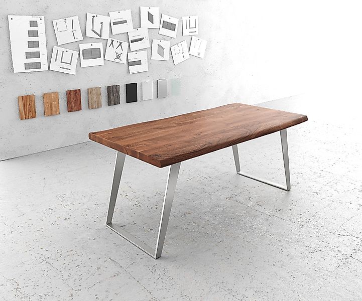 DELIFE Esstisch Edge, Akazie Braun 180x90 günstig online kaufen