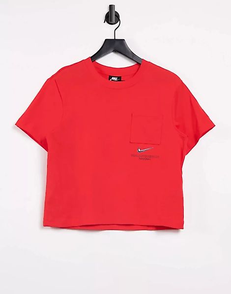 Nike – Swoosh – Oversize-T-Shirt in Rot günstig online kaufen