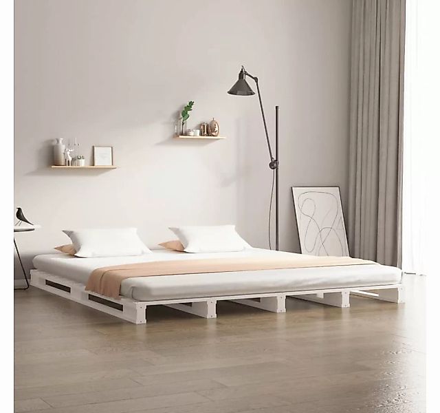 furnicato Bett Palettenbett Weiß 150x200 cm Massivholz günstig online kaufen