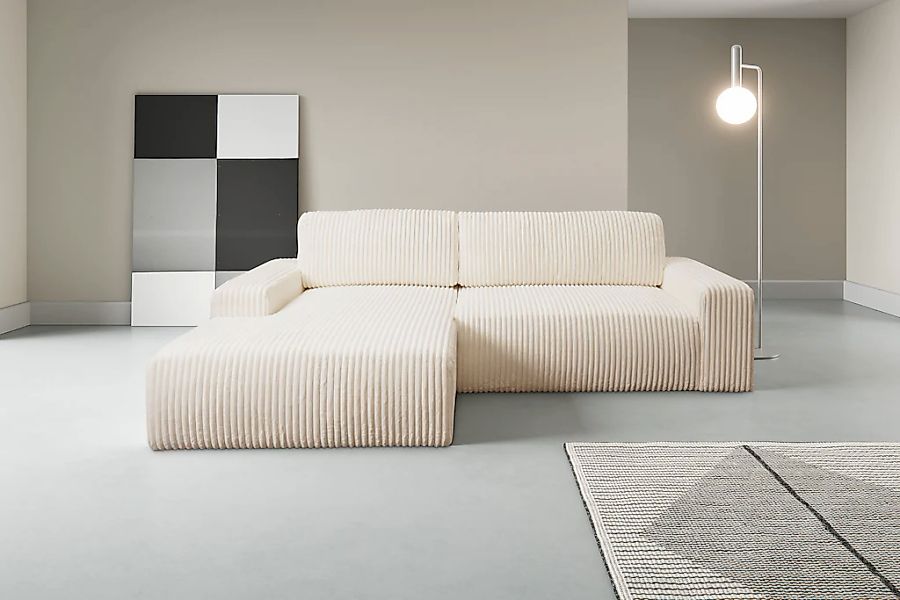 WERK2 Ecksofa "Rotterdam-L, kuschelweicher Cord oder Breitcord, L-Form, Bre günstig online kaufen