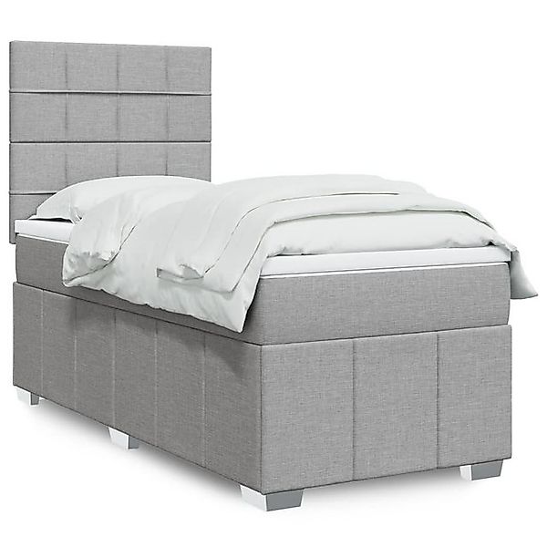 vidaXL Boxspringbett, Boxspringbett mit Matratze Hellgrau 90x190 cm Stoff günstig online kaufen