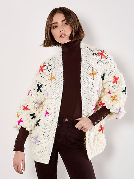 Apricot Cardigan Mehrfarbige Strickjacke mit 3D-Blumen günstig online kaufen