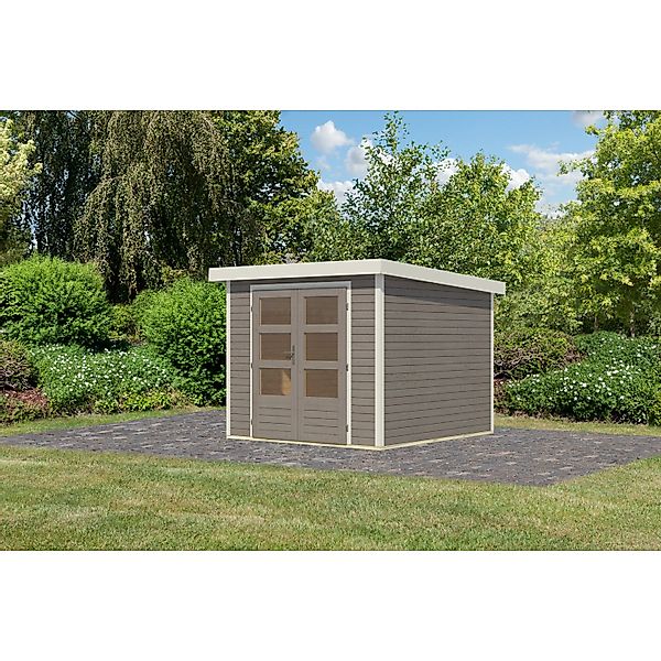 Karibu Gartenhaus Diego 3,5 D Wassergrau/Weiß 209 x 238 x 242 cm günstig online kaufen