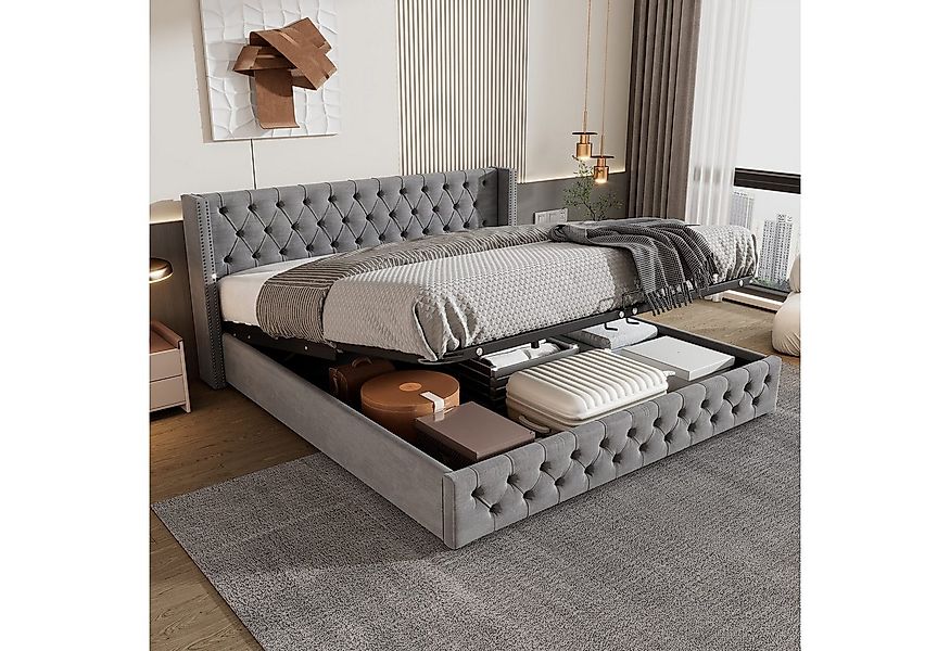 OKWISH Polsterbett Doppelbett Stauraumbett (Bettunterseite ist mit schmutza günstig online kaufen