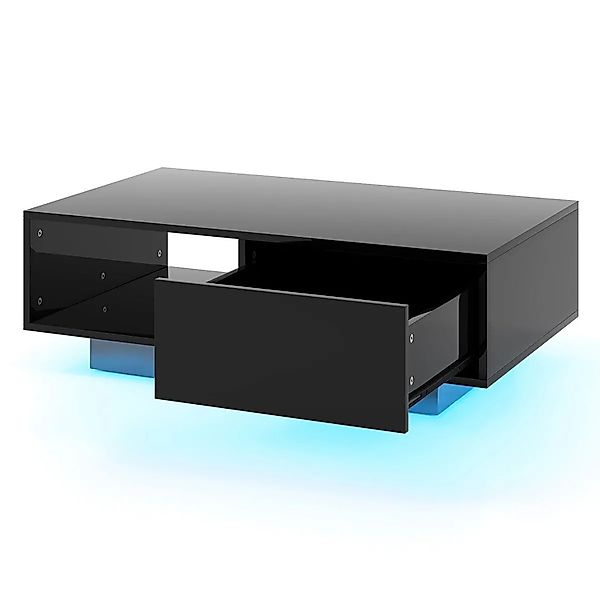 Costway Couchtisch mit Led Beleuchtung Wohnzimmertisch Schwarz günstig online kaufen