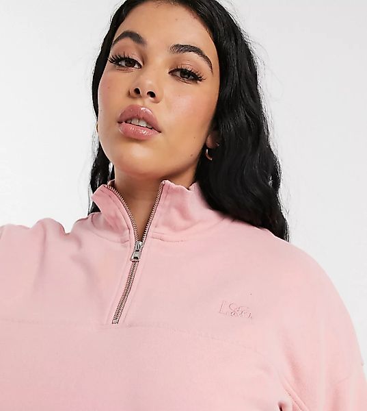 Levi's Plus – Sweatshirt mit Reißverschlussausschnitt in Rosa günstig online kaufen