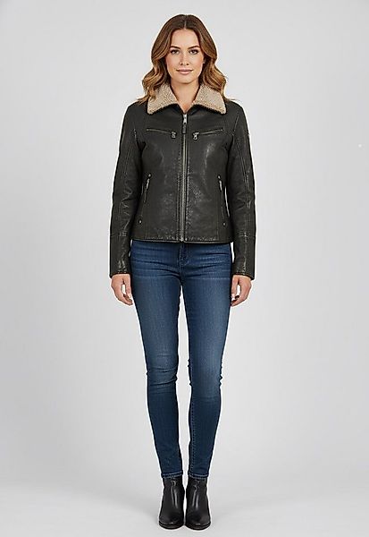 Mauritius Lederjacke MWNaedda mit hochschließendem Kragen mit Teddyplüschbe günstig online kaufen