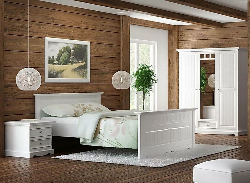 JVmoebel Bett Bauern Bett Echtholz Betten 180x200cm Holzbett Schlafzimmer M günstig online kaufen