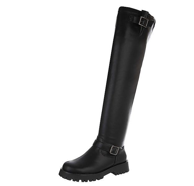 Ital-Design Kniehohe Damenstiefel mit Schnalle für Alltag und Freizeit Plat günstig online kaufen