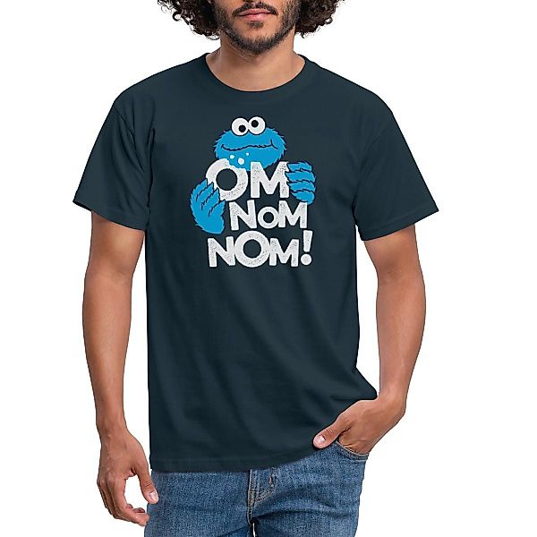 Spreadshirt T-Shirt Sesamstraße Krümelmonster Om Nom günstig online kaufen