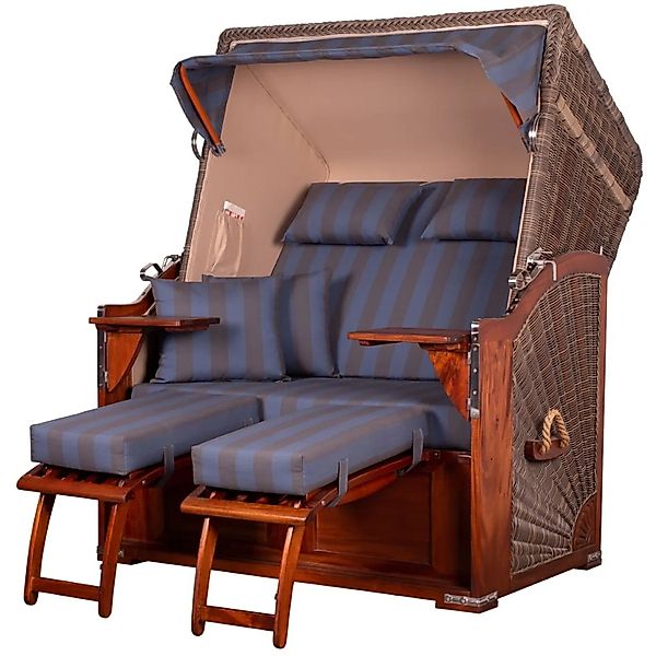 bene,iving Strandkorb Komplettset Schaalsee Mahagoni PE grau Modell 582 günstig online kaufen