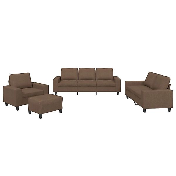 vidaXL 4-Tlg Sofagarnitur Braun Stoff 2152271 günstig online kaufen