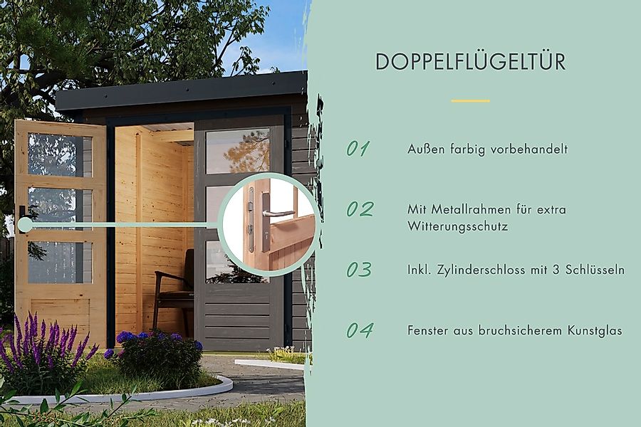 Karibu Gartenhaus ""Plutino B"" terragrau-weiß, -staubgrau oder -anthrazit günstig online kaufen