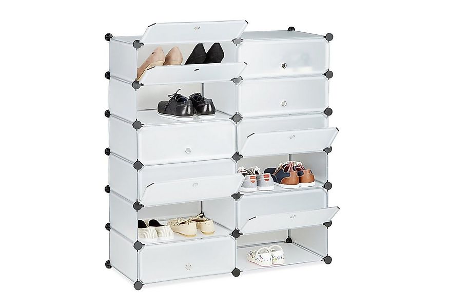 relaxdays Schuhschrank mit 12 Fäch transparent günstig online kaufen