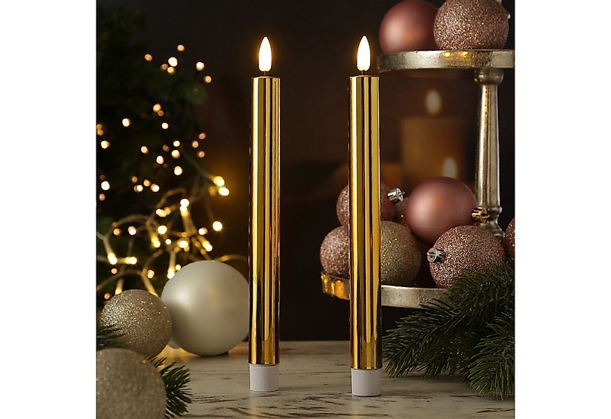 MARELIDA LED-Kerze LED Stabkerzen Dinnerkerzen Tafelkerzen Spitzkerzen H: 2 günstig online kaufen