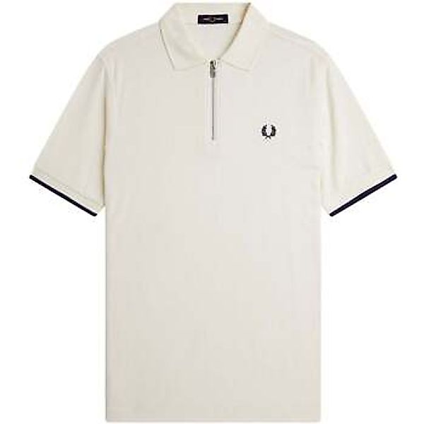 Fred Perry  T-Shirts & Poloshirts Crepe Pique Zip Neck Polo Shirt Ecru günstig online kaufen