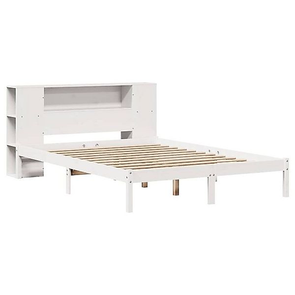 vidaXL Bett Massivholzbett mit Regal ohne Matratze Weiß 135x190 cm Kiefer günstig online kaufen