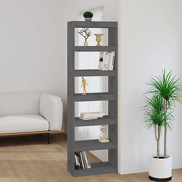 Vidaxl Bücherregal/raumteiler Grau 60x30x199,5 Cm Massivholz Kiefer günstig online kaufen