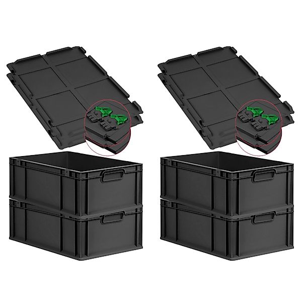 PROREGAL SuperSparSet 4x Eurobox Nextgen Grip Mit Scharnierdeckel Und Grüne günstig online kaufen