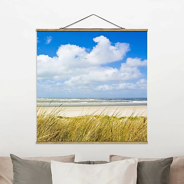 Stoffbild Strand mit Posterleisten - Quadrat An der Nordseeküste günstig online kaufen