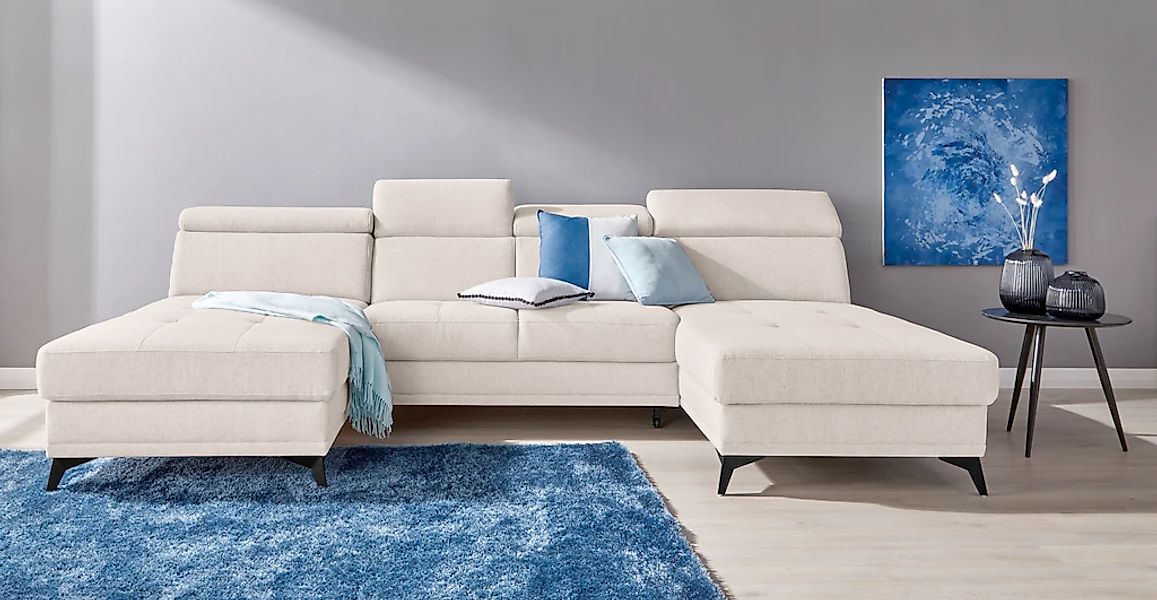 Home affaire Wohnlandschaft "Cardiz U-Form" inkl.Kopfteilverstellung und Fe günstig online kaufen